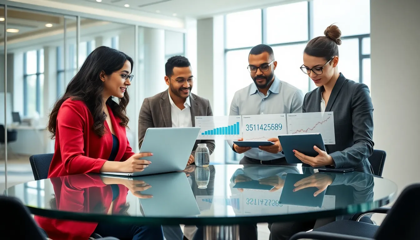 diverse team discussing technological innovation in a modern office.